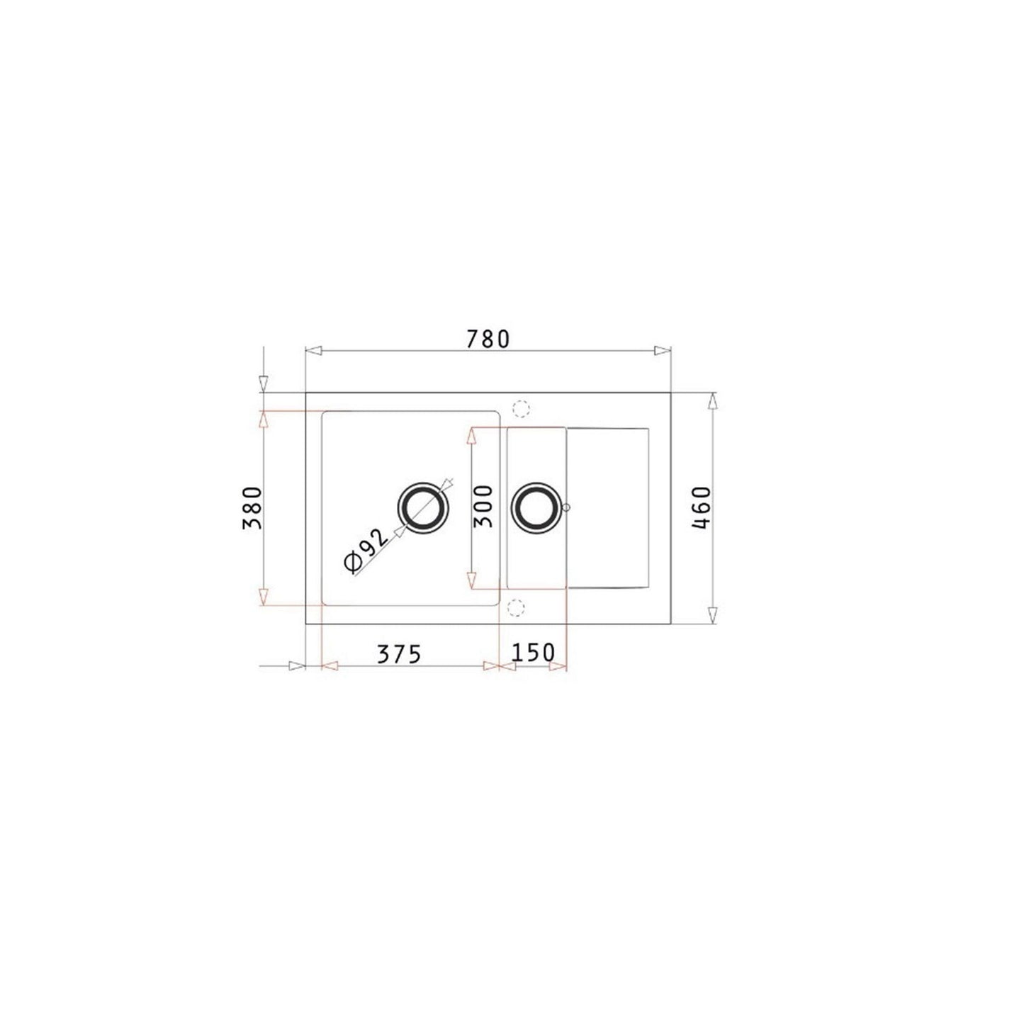 Chiuveta granit Pyramis KORFU 78x46 1 1/2B 1D - EpicHome.ro