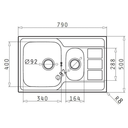 Chiuveta inox Pyramis ATHENA EXTRA 79x50 1 1/2B 1D - EpicHome.ro