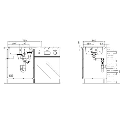 Chiuveta inox Pyramis ATHENA EXTRA 79x50 1 1/2B 1D - EpicHome.ro